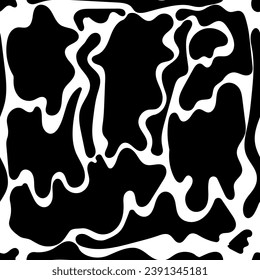 Patrón de doodle en blanco y negro abstracto sin inconvenientes con un cartel de fondo blanco.