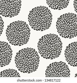 Seamless abstract black and white floral pattern. Vector illustration