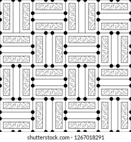 Seamless abstract black and white geometric simple pattern in the form of repeating rough, ancient tiles. Ideal for background. Vector illustration. Easily change the color and thickness of the lines.