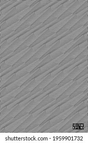 Seamless Abstract Black and White Geometric Pattern with Stripes. Optical Psychedelic Illusion. Entwined Structural Texture. Vector Illustration