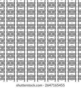 Seamless abstract black and white geometric vertical pattern with tribal-inspired symmetrical lines. Ideal for backgrounds, textiles, or wallpaper.