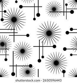 Seamless abstract black and white geometric pattern. Vector Illustration.