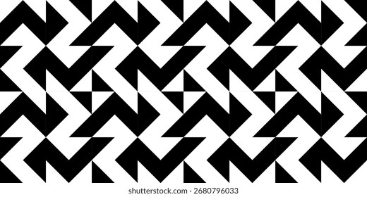 Patrón geométrico abstracto blanco y negro sin fisuras. Ilustración vectorial.