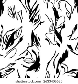 Seamless abstract black and white hand drawn pattern. Vector Illustration.