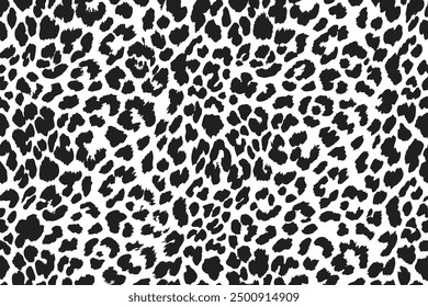 Seamless Abstract Black and White Leopard Print with Wavy Pattern