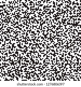 Seamless Abstract Black And White Monochrome Background . Digital Pixel Noise Pattern. QR Code Texture