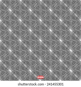 seamless abstract black white pattern with grey spiral on ash background. vector