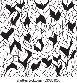 Seamless abstract black and white zebra  pattern of braids and curls