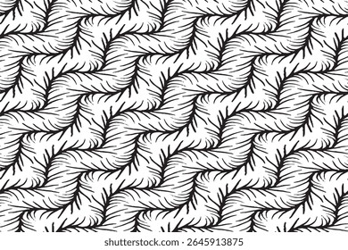 Seamless Abstract Black and White Zigzag Fur Texture Pattern