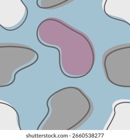 Seamless abstract blob pattern in purple and blue tones