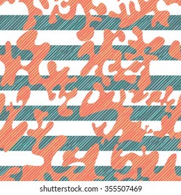 Seamless Abstract Blob Stripes Surface Design Pattern Background Tile