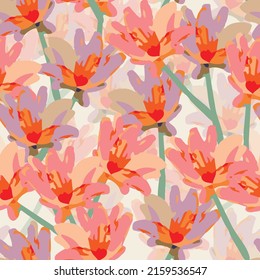 seamless abstract blooms pattern background , greeting card or fabric