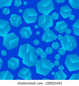 Seamless abstract blue background of the cubes for your design