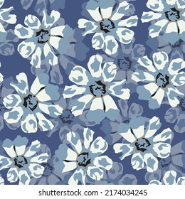 seamless abstract blue bloom pattern background , greeting card or fabric
