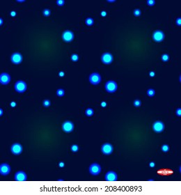 seamless abstract blue floral pattern with sphere on dark background vector