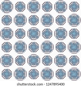 Seamless abstract blue gray texture on white background. Arranged in a staggered manner two medium floral fractal patterns.
