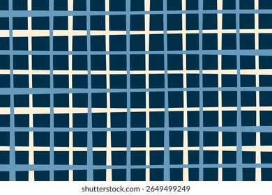 Seamless abstract blue grid pattern with hand-drawn lines. Ideal for backgrounds, textiles, wrapping paper, or contemporary design projects.