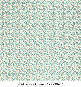 seamless abstract blue pattern with swirls on a beige background. vector illustration