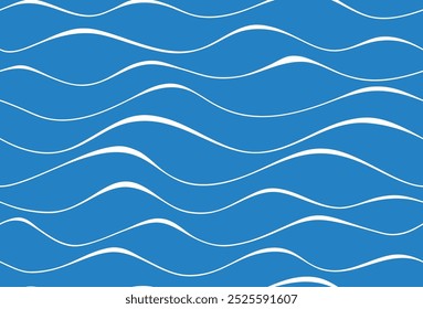 Fondo de mar azul abstracto sin fisuras. Tejidos blancos de Vector hechos a mano