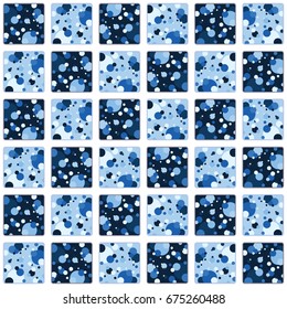 seamless abstract blue square on white vector pattern background