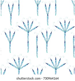 Seamless abstract blue trees on white background stock vector illustration