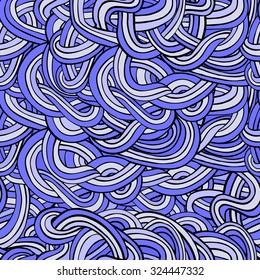 Seamless abstract blue waves and curves pattern in cyan colors
