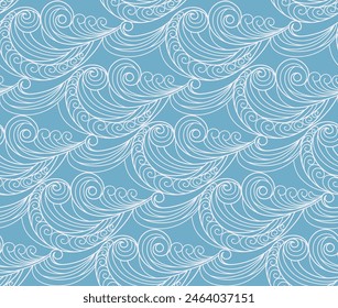 Fondo de línea azul y blanco abstracto inconsútil. Tejidos azul Vector
