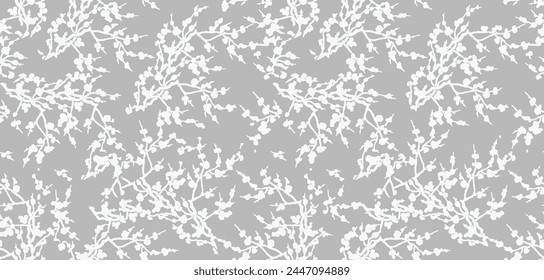 Seamless abstract boho tropical foliage pattern seamless pattern design for fashion textiles, graphics, backgrounds  on gray background