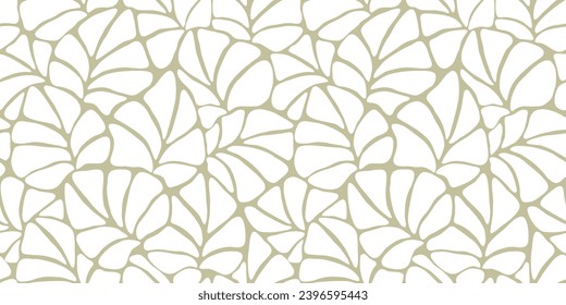 Seamless abstract botanical art background with  leaves. Natural hand drawnd grey and  white leaves pattern, monochrome.Vector floral  pattern