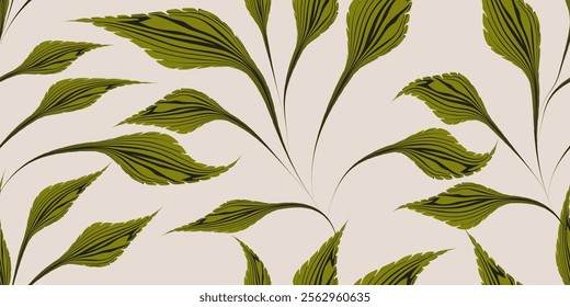 Seamless abstract botanical leaf pattern with simple elegant design. Vector illustration