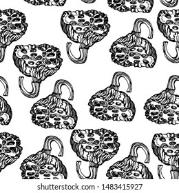 seamless abstract Botanical pattern water Lily seeds , hand drawing, vector