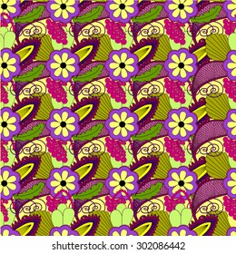 Seamless abstract bright doodle pattern