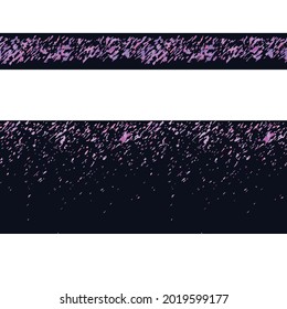 Seamless abstract bright festive colored borders on a dark background. Vector set, horizontal pattern for design.