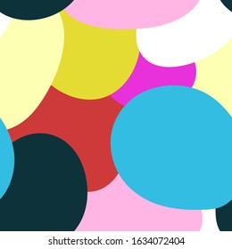 Seamless abstract bright pattern. Colorful hand drawn spots. Uneven blue, green, yellow circles. Neutral stock vector illustration for spring and summer holidays, Easter, wrapping paper, packaging
