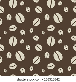 Seamless abstract brown coffee beans vector pattern.