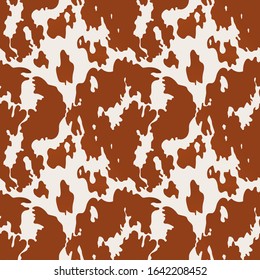 Seamless abstract brown cow pattern in vector, print