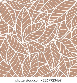 seamless abstract brown floral background with leaves