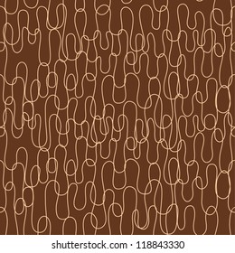Seamless abstract brown pattern with curly lines. Vector illustration