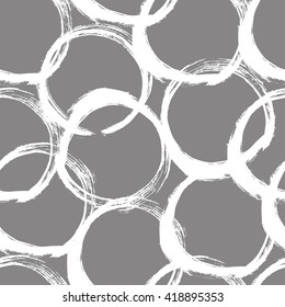 The seamless abstract brush stoke pattern. The creative monochrome hand drawn background with circles for your design. Textile, blog decoration, banner, poster, wrapping paper.