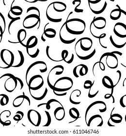 Seamless abstract brush strokes pattern. Hand drawn artistic ink curves. Textile, blog decoration, banner, poster, wrapping paper.