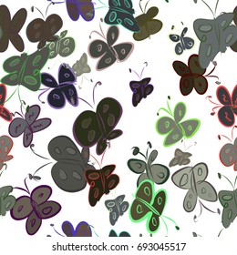 Seamless abstract butterfly illustrations background. Cartoon style vector graphic.