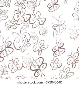 Seamless abstract butterfly illustrations background. Cartoon style vector graphic.