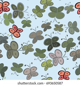 Seamless abstract butterfly illustrations background. Cartoon style vector graphic.