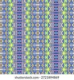 Seamless abstract cartoon pattern with colorful symmetrical shapes, playful geometry, digital art texture, creative background design for modern visuals.