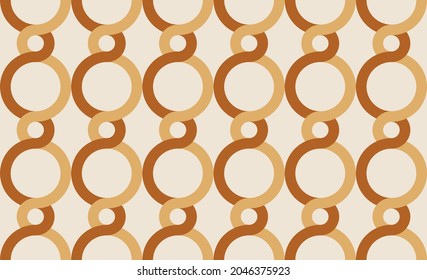 Seamless abstract chain pattern on beige. Vector Illustration.