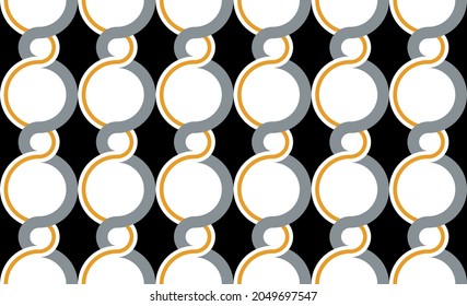 Seamless abstract chain pattern on black. Vector Illustration.
