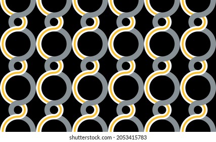Seamless abstract chain pattern on black. Vector Illustration.