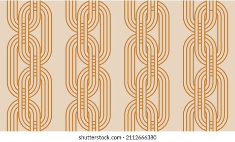 Seamless abstract chain pattern on beige. Vector Illustration.