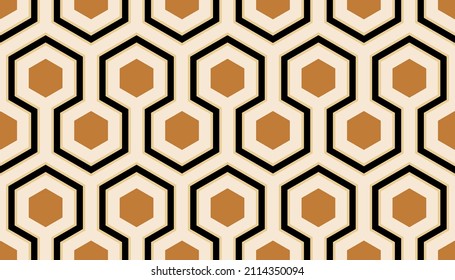 Seamless abstract chain pattern on beige. Vector Illustration.