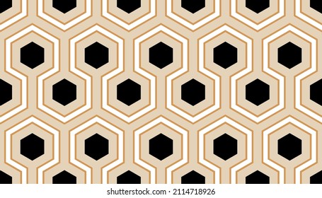 Seamless abstract chain pattern on beige. Vector Illustration.